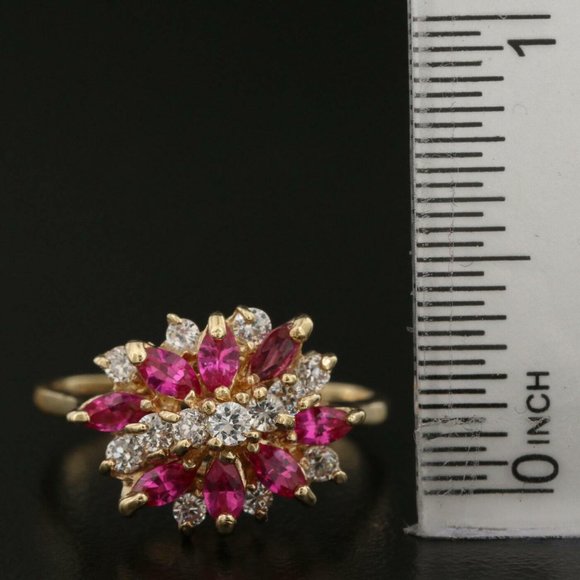 MADE IN ITALY / Diamond & Ruby Designer Ring / 14K Gold - Picture 3 of 4